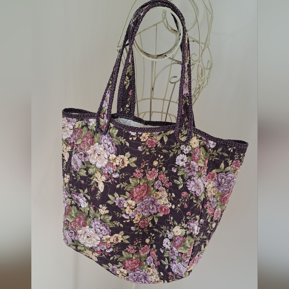 Vintage 90s Handmade Floral Cottagecore Fairycore Shabby Chic Quilted Tote Bag. - Picture 6 of 6